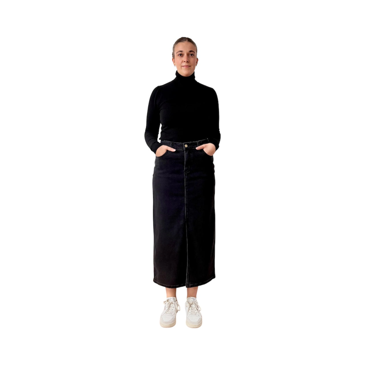 Falda denim nero